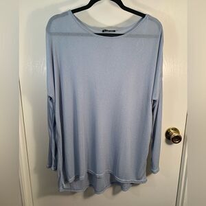 Very J NWT light blue lightweight knit sheer long sleeve top Size Small